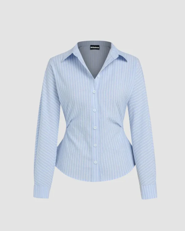Collar Striped Long Sleeve Shirt