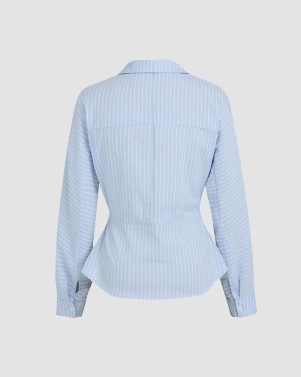 Collar Striped Long Sleeve Shirt - Image 2